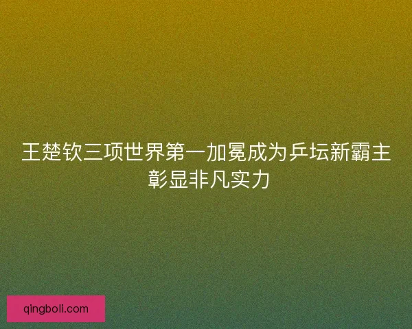 王楚钦三项世界第一加冕成为乒坛新霸主 彰显非凡实力 王楚钦三项世界第一加冕成为乒坛新霸主 彰显非凡实力