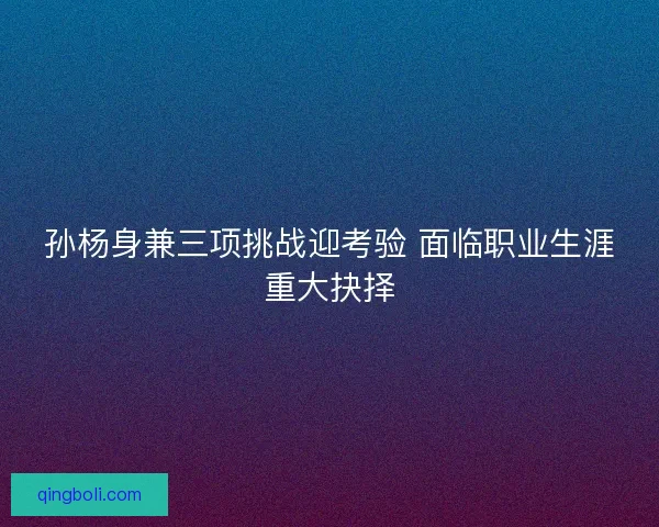 孙杨身兼三项挑战迎考验 面临职业生涯重大抉择 孙杨身兼三项挑战迎考验 面临职业生涯重大抉择